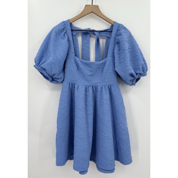 Free People Dresses & Skirts - Free People‎ Dress Womens XS Blue Boho Ruffle Cottage Lightweight Puff Sleeve